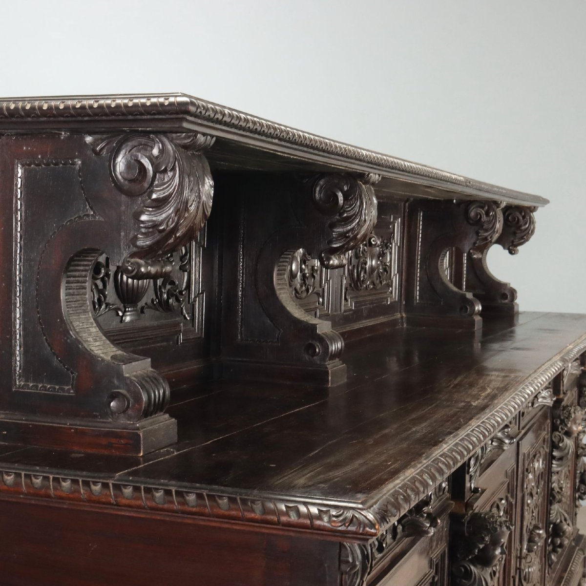 Credenza Neo Rinascimento in Noce Ebanizzata Italia, fine XIX Secolo-photo-5