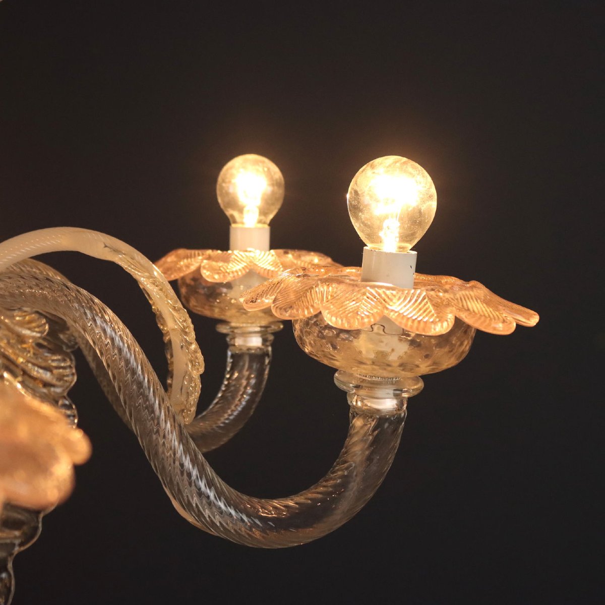 Lampadario Veneziano Antico Vetro di Murano Soffiato XIX Secolo Originale-photo-4