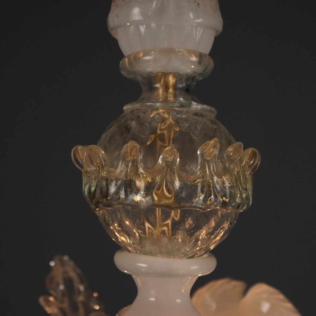 Lampadario Veneziano Antico Vetro di Murano Soffiato XIX Secolo Originale-photo-1