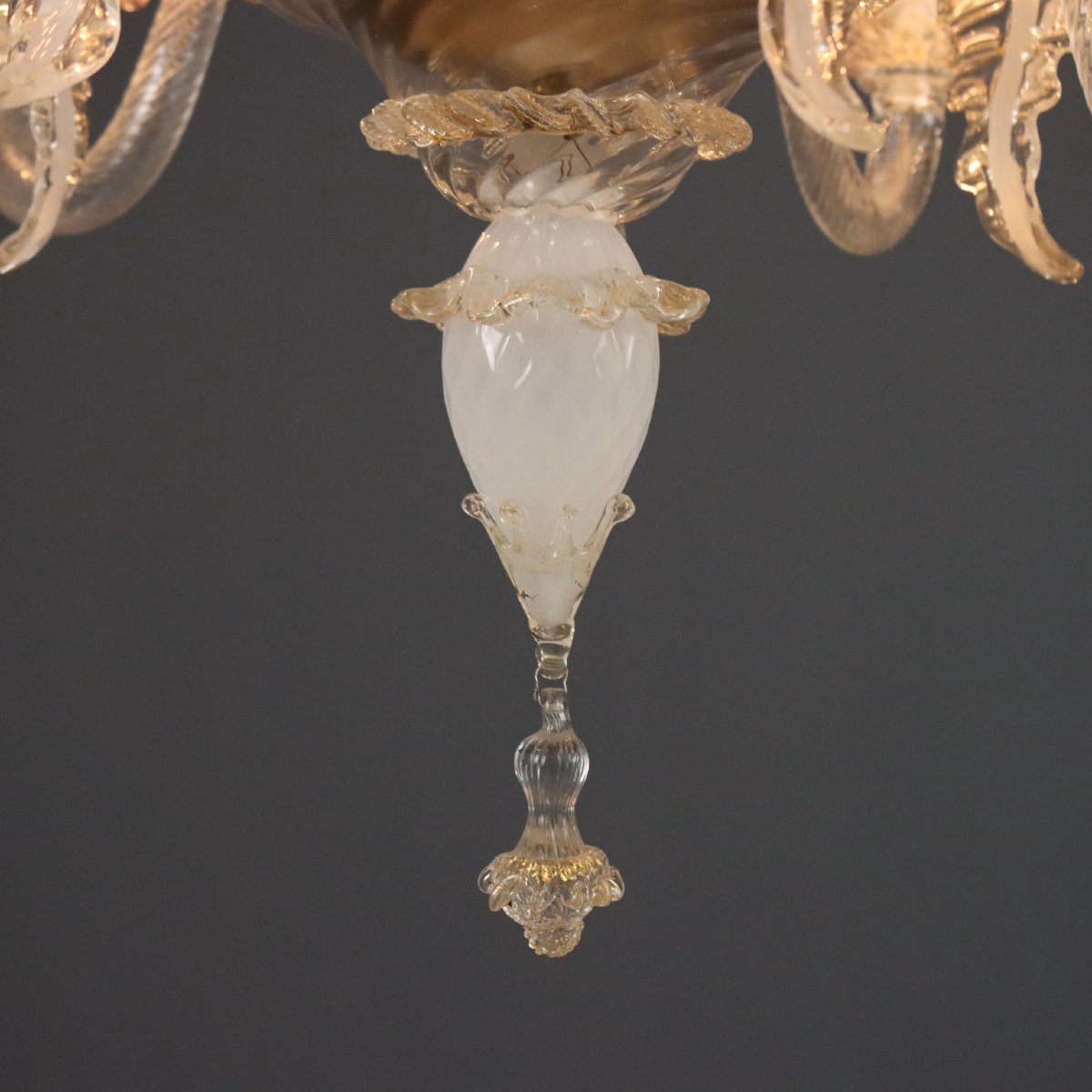 Lampadario Veneziano Antico Vetro di Murano Soffiato XIX Secolo Originale-photo-3