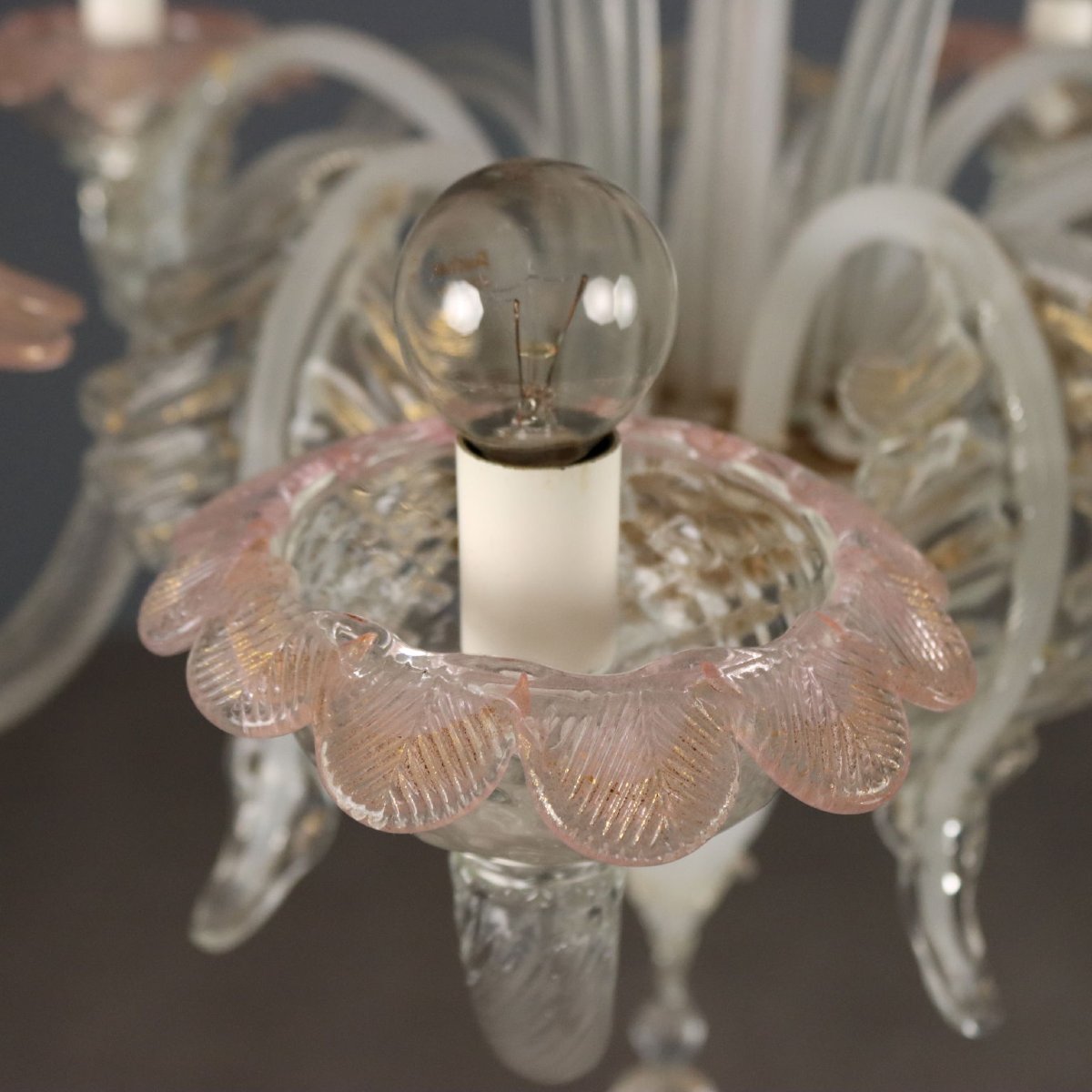 Lampadario Veneziano Antico Vetro di Murano Soffiato XIX Secolo Originale-photo-6