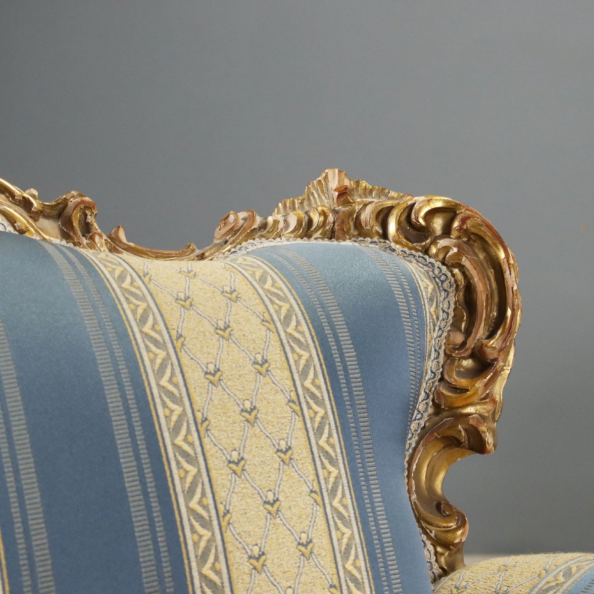Coppia Poltrone Antiche Stile Barocchetto Legno Intagliato XX Secolo Originali-photo-2