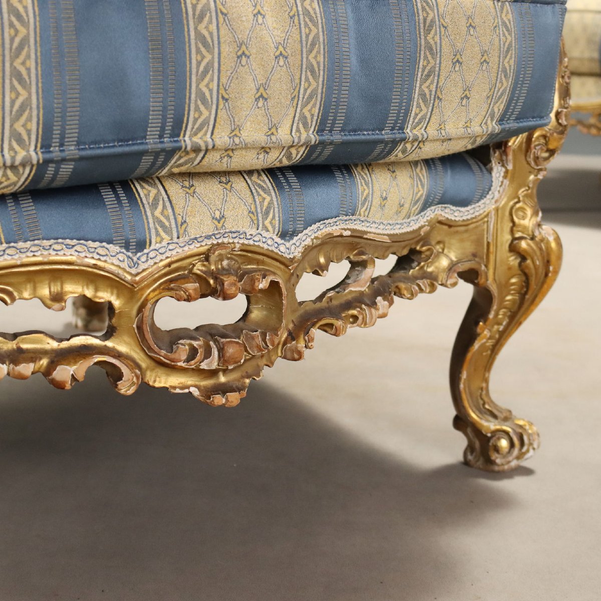 Coppia Poltrone Antiche Stile Barocchetto Legno Intagliato XX Secolo Originali-photo-5