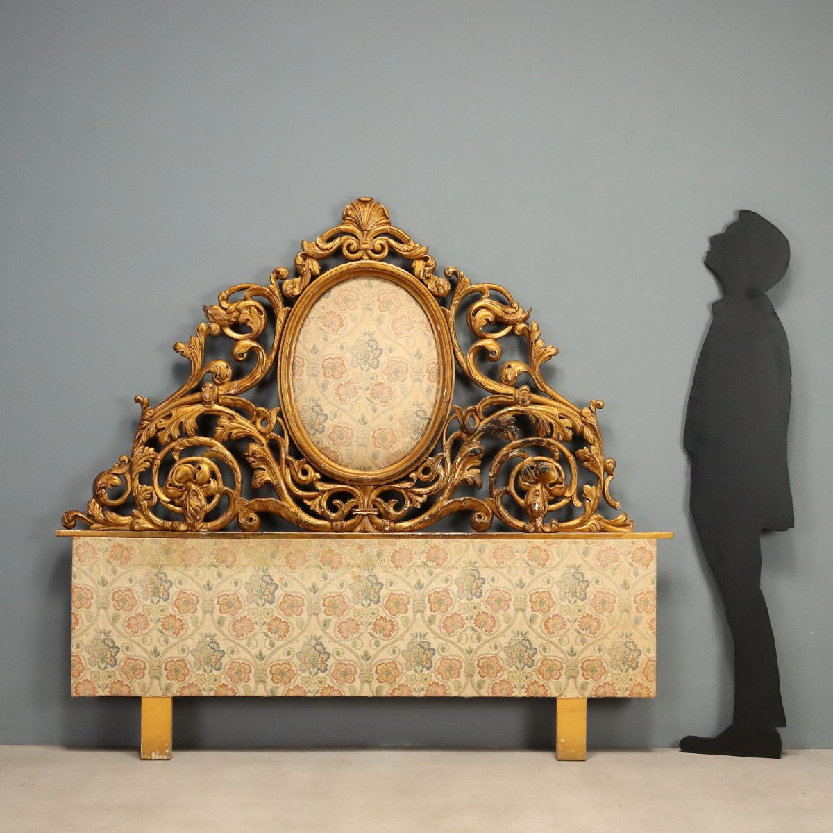 Testata di Letto Matrimoniale Antica Legno Intagliato XIX Secolo-photo-3