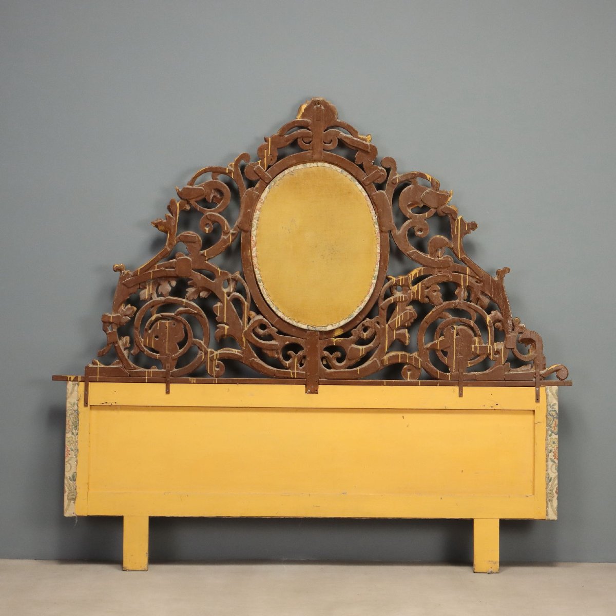 Testata di Letto Matrimoniale Antica Legno Intagliato XIX Secolo-photo-6