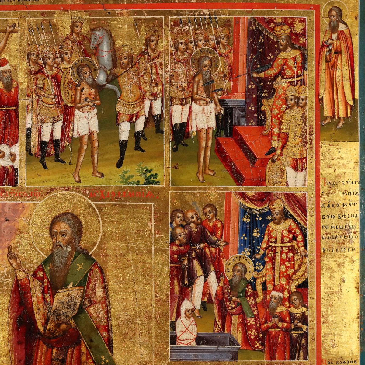 Icona Russa Antica Le Dodici Feste Tempera su Tavola XIX Secolo Originale-photo-1