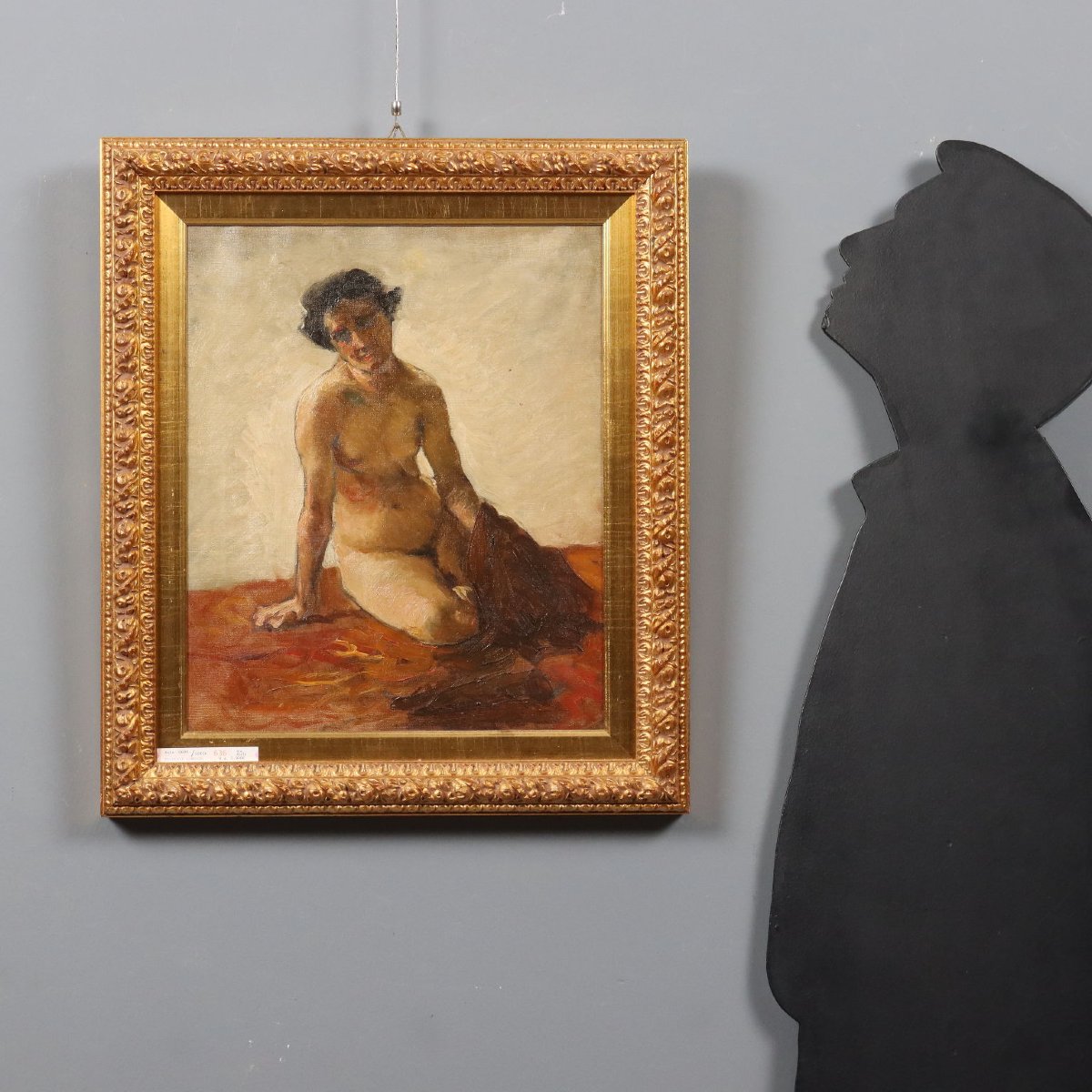 'Lorenzo Delleani' Figura Nuda Accosciata Dipinto Antico 1860 ca. Originale-photo-2