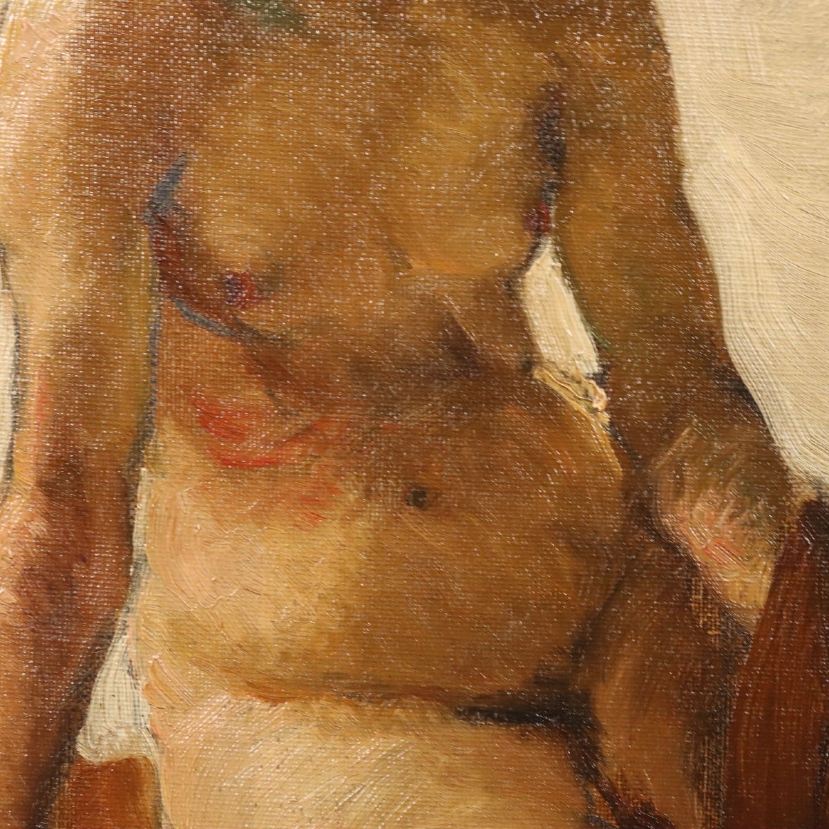 'Lorenzo Delleani' Figura Nuda Accosciata Dipinto Antico 1860 ca. Originale-photo-1