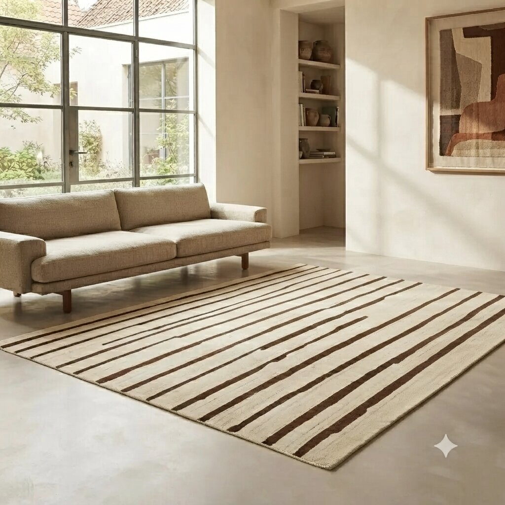 Tappeto Design Sartori Burano Lana Nodo Fine a Righe 255 x 275 cm Originale-photo-2