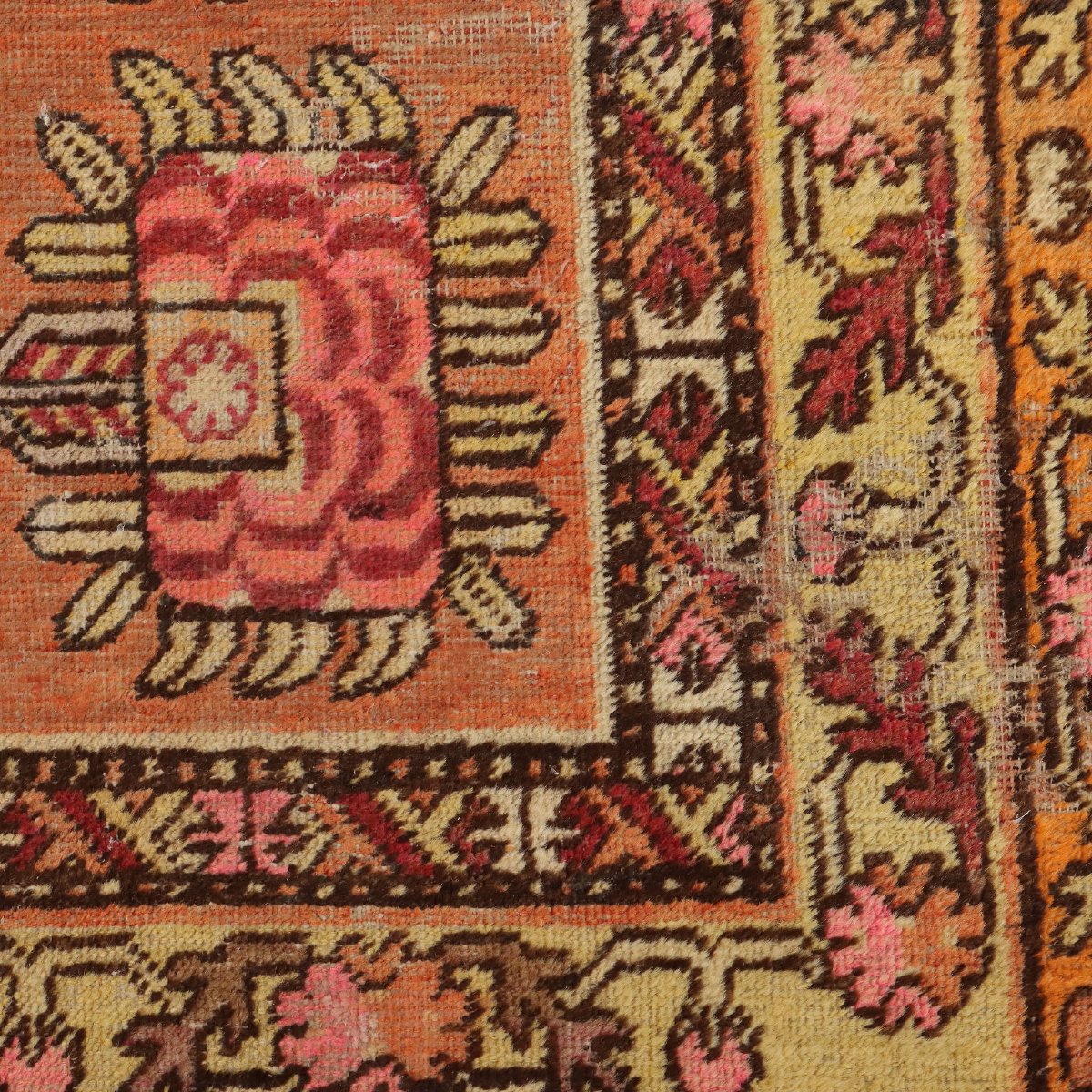 Tappeto Kotan Samarkanda Antico Lana Nodo Grosso Fatto a Mano Originale-photo-1