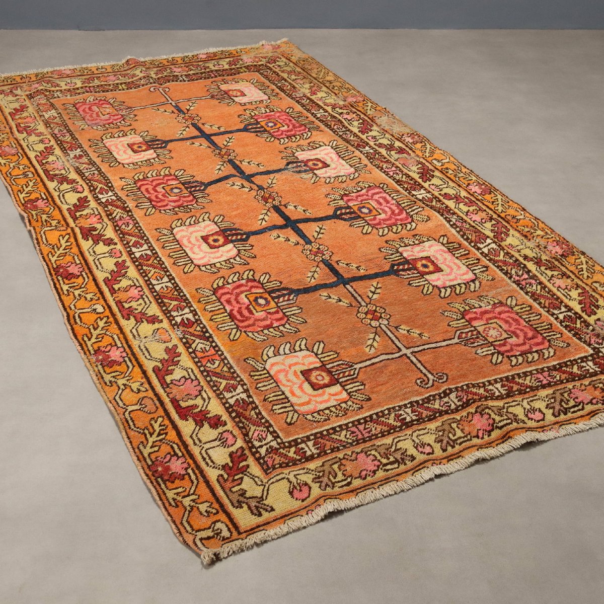 Tappeto Kotan Samarkanda Antico Lana Nodo Grosso Fatto a Mano Originale