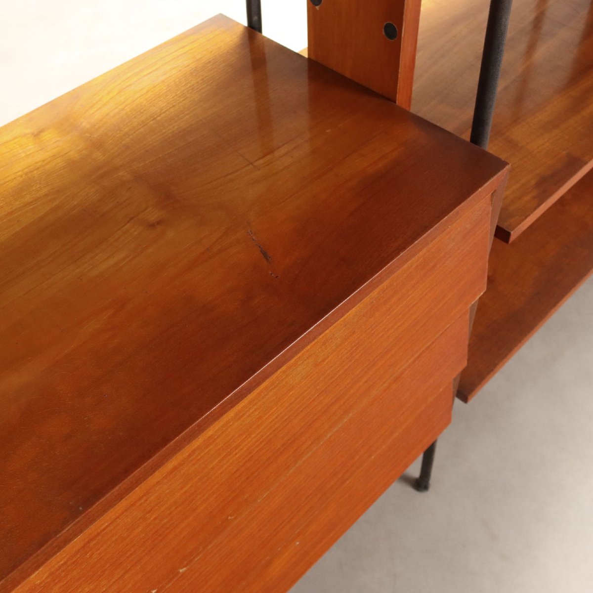 Libreria Vintage Teak Metallo Ante Cassetti Italia Design Anni 60 Originale-photo-6