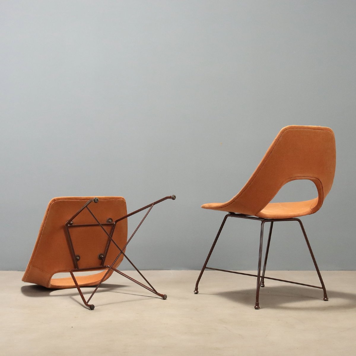 Sedie Saporiti Vintage Design Augusto Bozzi Tessuto Anni 50-60 Originali-photo-5