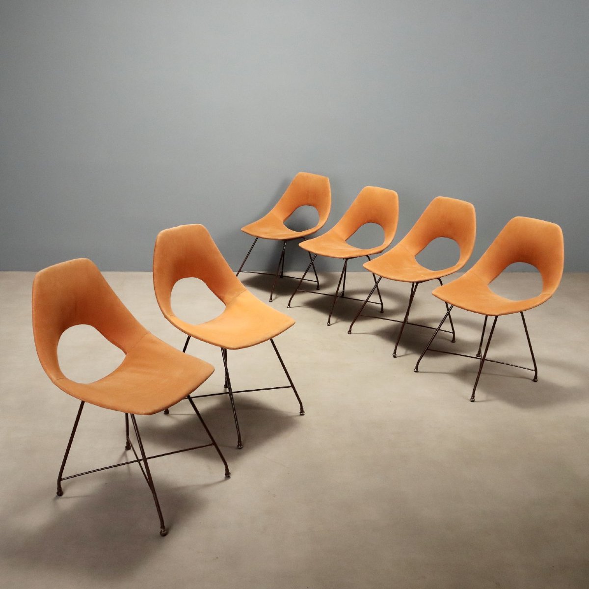 Sedie Saporiti Vintage Design Augusto Bozzi Tessuto Anni 50-60 Originali