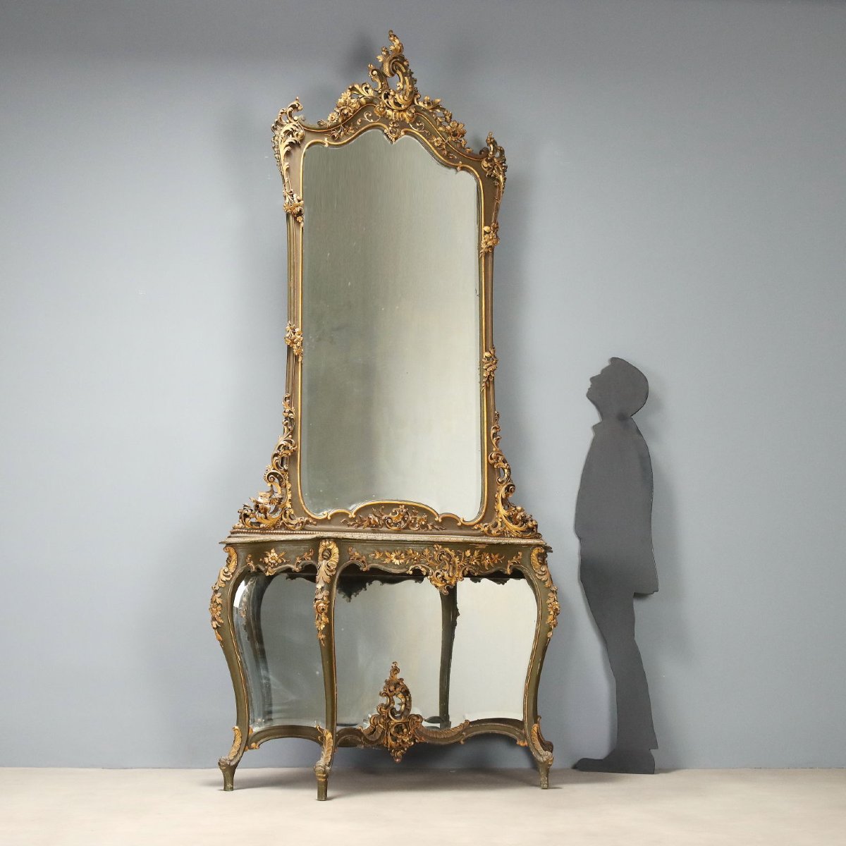 Consolle con Specchiera Stile Barocchetto Italia Fine XIX Secolo-photo-2