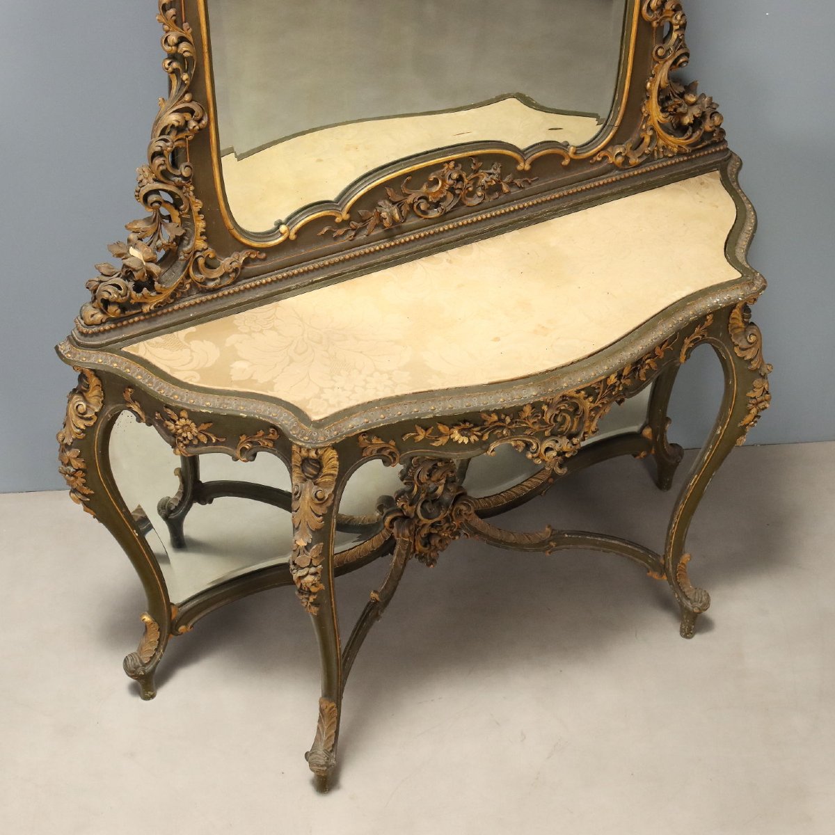 Consolle con Specchiera Stile Barocchetto Italia Fine XIX Secolo-photo-3