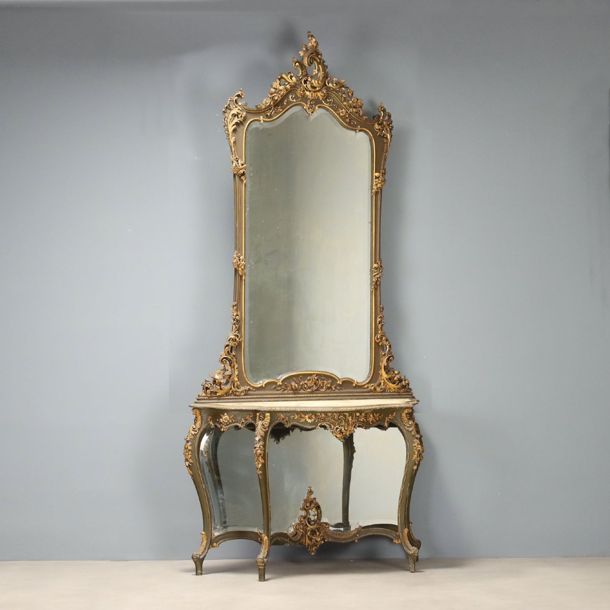 Consolle con Specchiera Stile Barocchetto Italia Fine XIX Secolo
