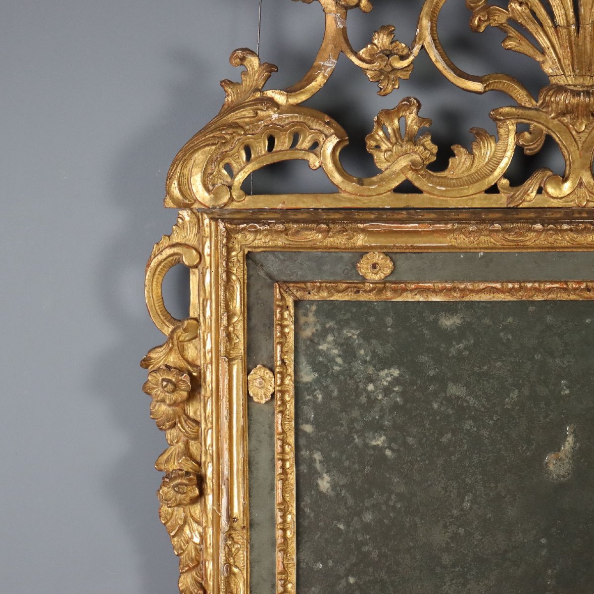 Specchiera da Parete in Legno Intagliato e Dorato Piemonte Metà XVIII Secolo-photo-3