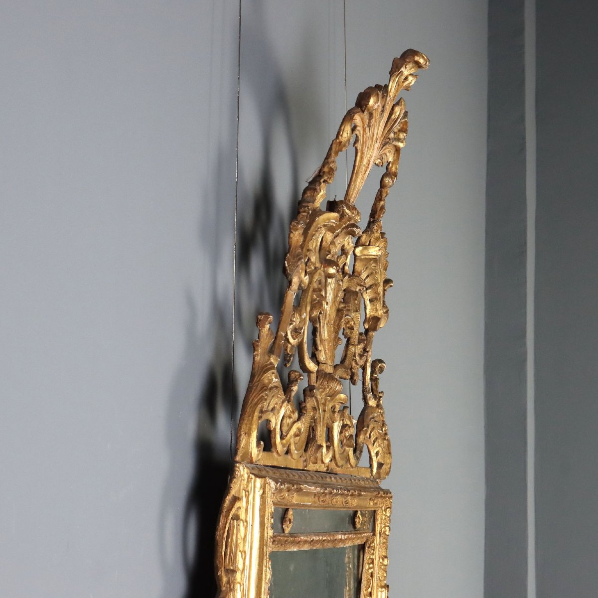 Specchiera da Parete in Legno Intagliato e Dorato Piemonte Metà XVIII Secolo-photo-2