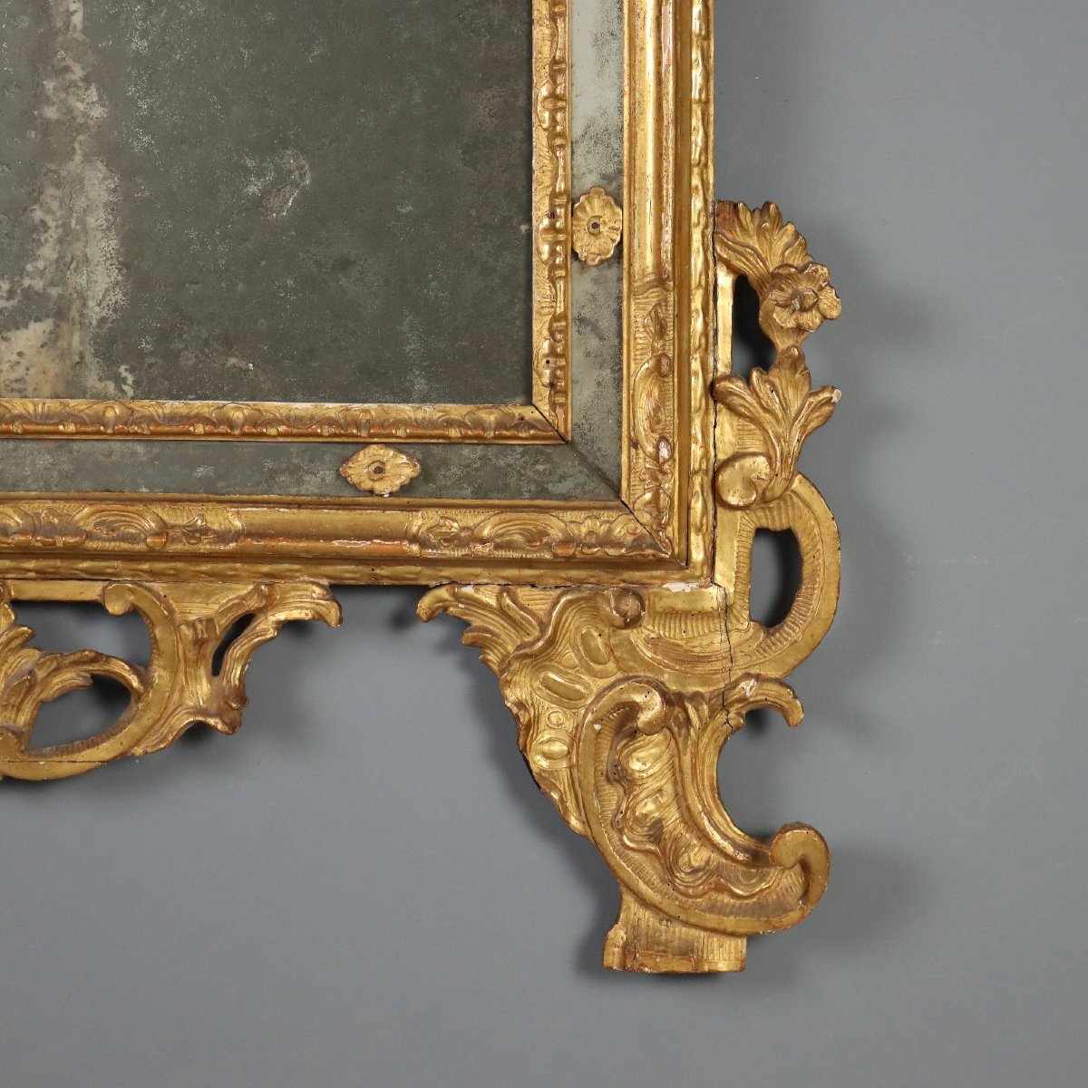 Specchiera da Parete in Legno Intagliato e Dorato Piemonte Metà XVIII Secolo-photo-3