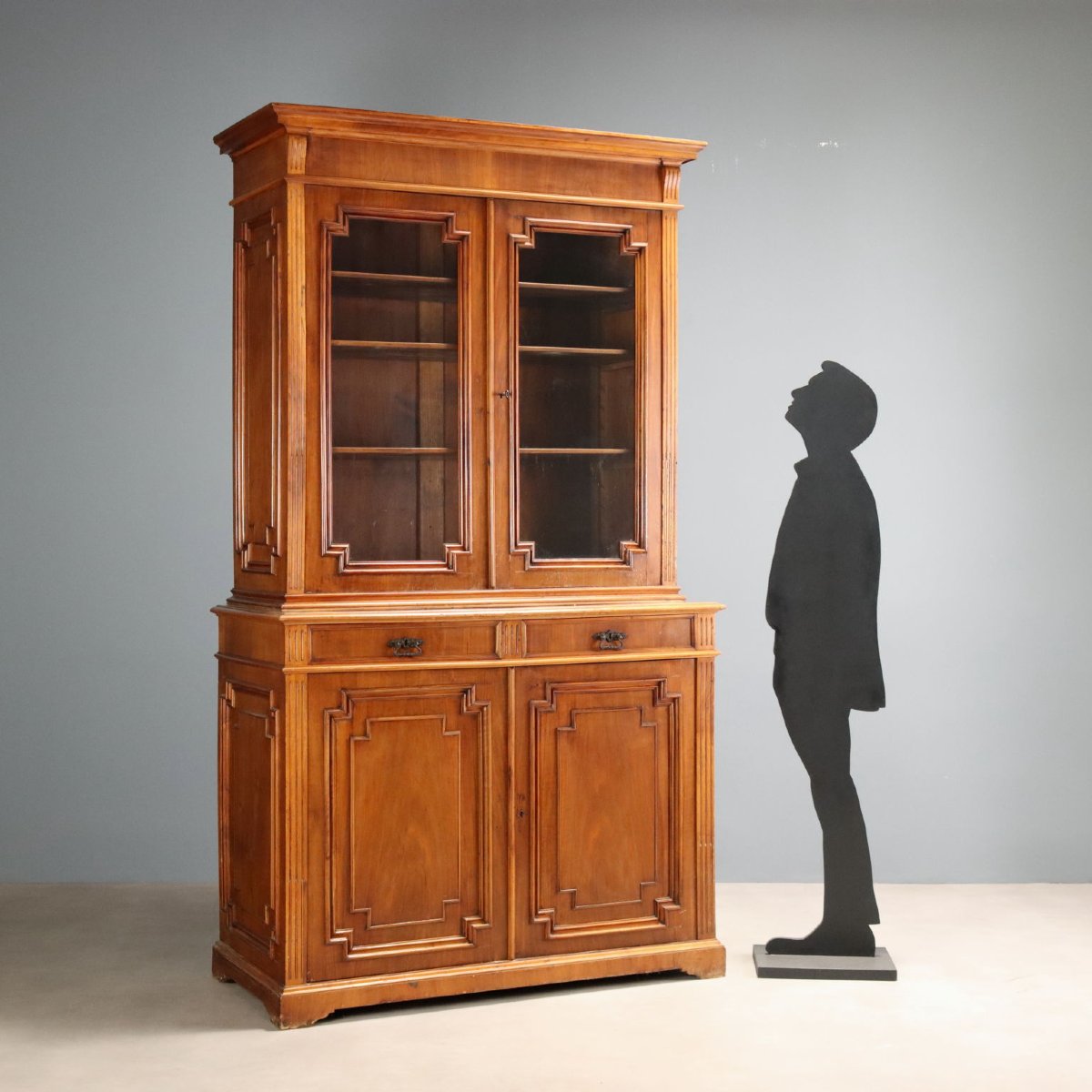 Credenza in Noce con Alzata a Vetro Italia Fine XIX Secolo-photo-2