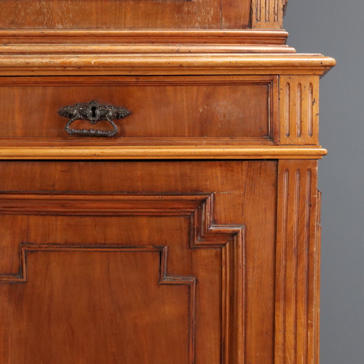 Credenza in Noce con Alzata a Vetro Italia Fine XIX Secolo-photo-3