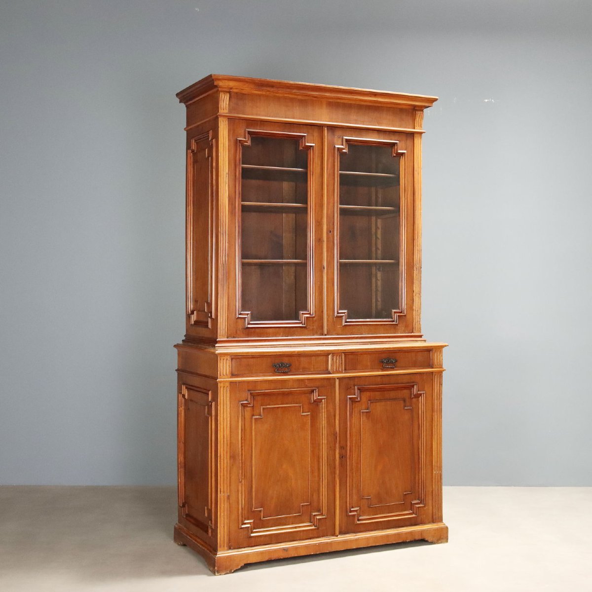 Credenza in Noce con Alzata a Vetro Italia Fine XIX Secolo
