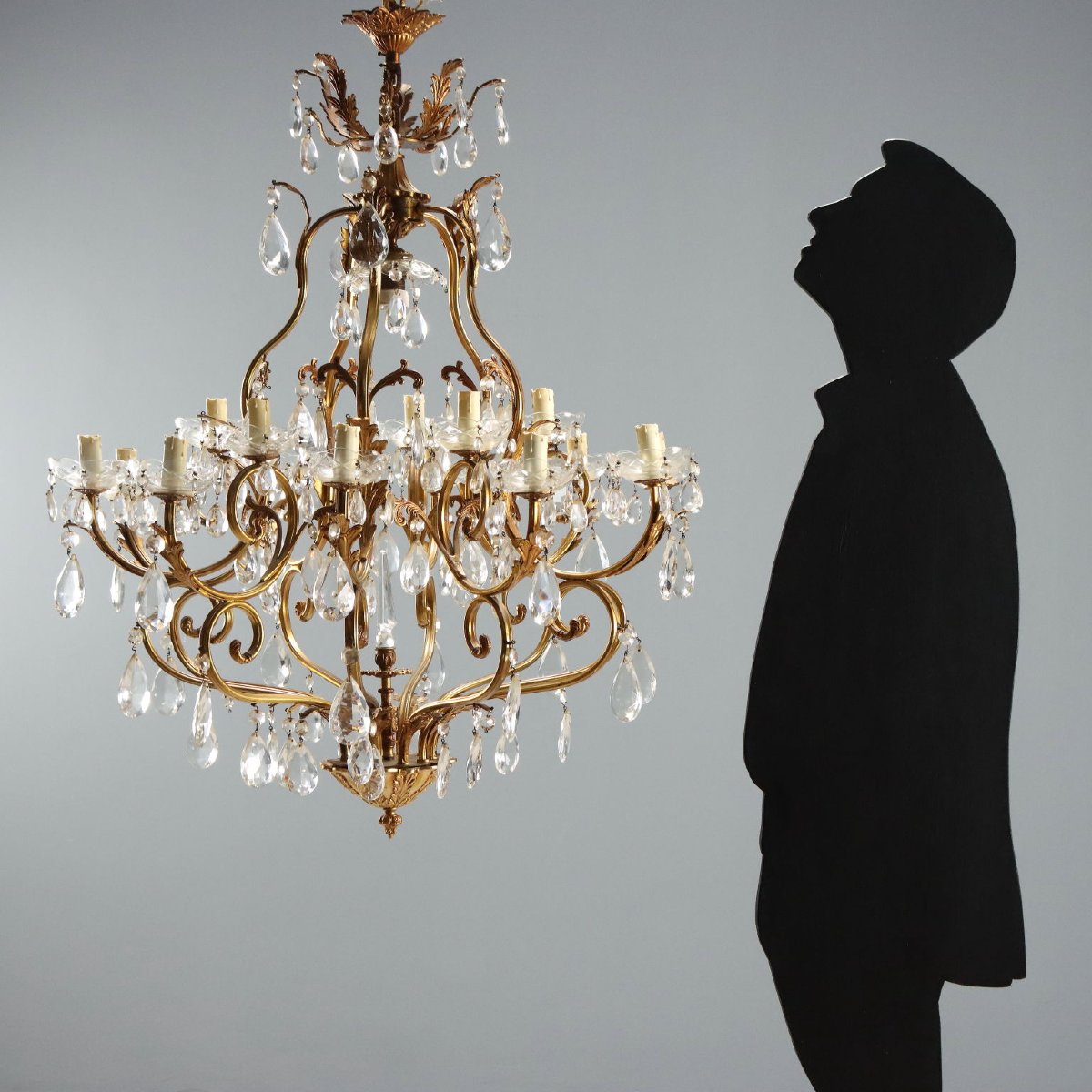 Lampadario in Bronzo Dorato Italia Inizio XX Secolo-photo-2