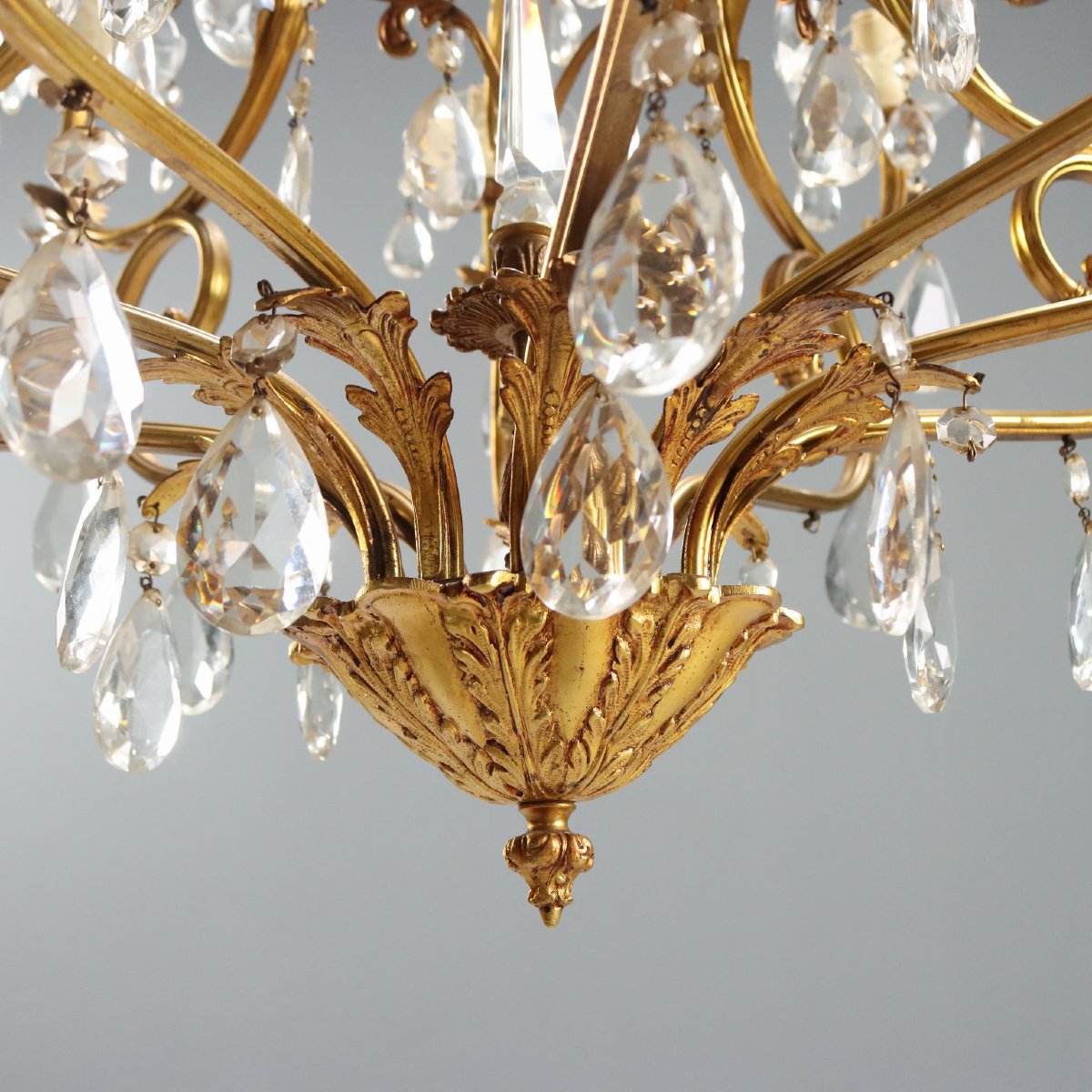 Lampadario in Bronzo Dorato Italia Inizio XX Secolo-photo-3