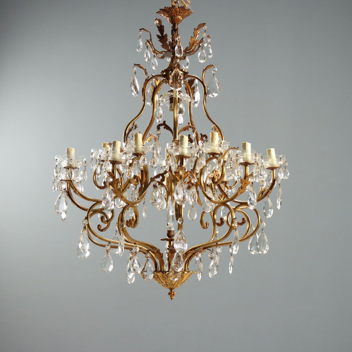 Lampadario in Bronzo Dorato Italia Inizio XX Secolo