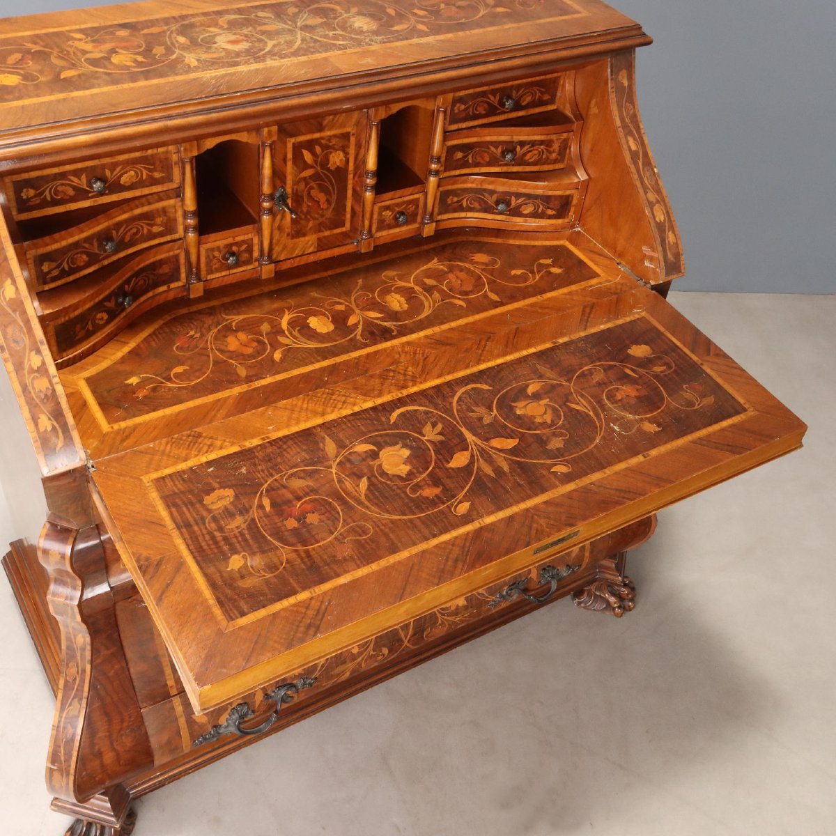 Ribalta Olandese in Stile con Intarsi Floreali Olanda XX Secolo-photo-4