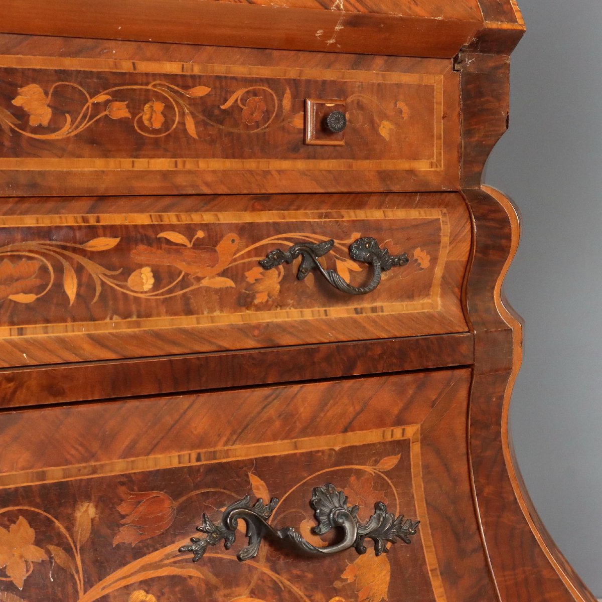 Ribalta Olandese in Stile con Intarsi Floreali Olanda XX Secolo-photo-5