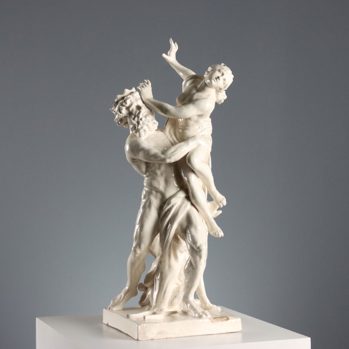 Ratto di Proserpina Scultura Antica Terracotta Smaltata XIX Secolo Originale