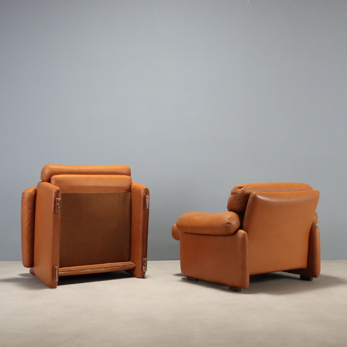 Coppia Poltrona 'Coronado' Design Tobia Scarpa per B&B Pelle Anni 70 Originale-photo-5