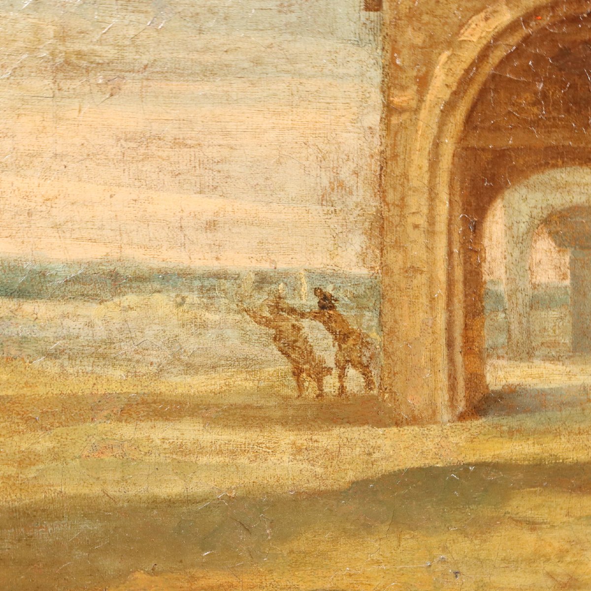 Scena di Vita Popolare Dipinto Antico Olio su Tela Italia XVIII Secolo Originale-photo-5