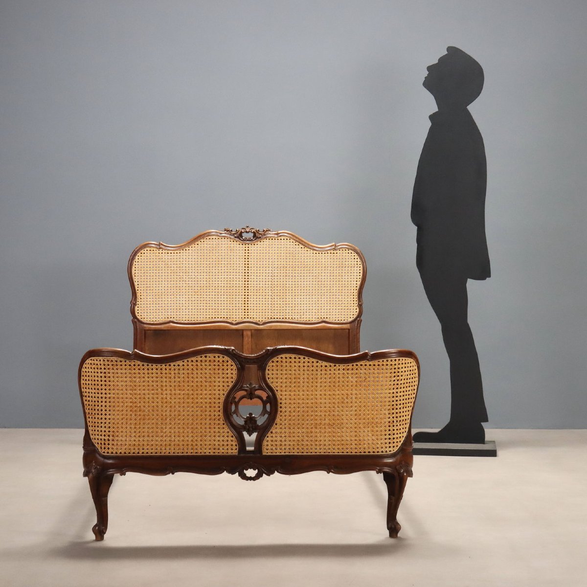 Letto Singolo in Stile Barocchetto in Noce Italia Inizio XX Secolo-photo-2