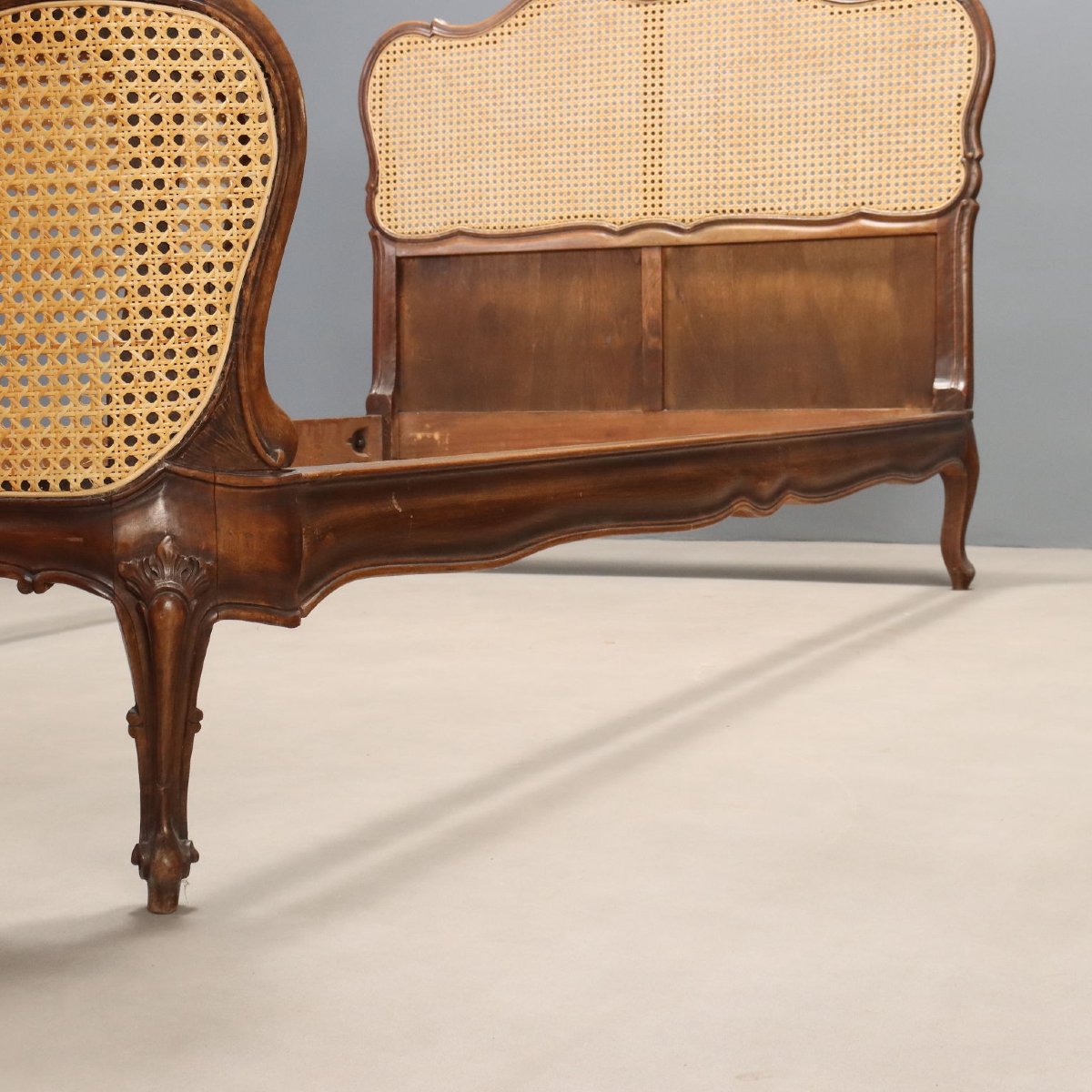 Letto Singolo in Stile Barocchetto in Noce Italia Inizio XX Secolo-photo-3