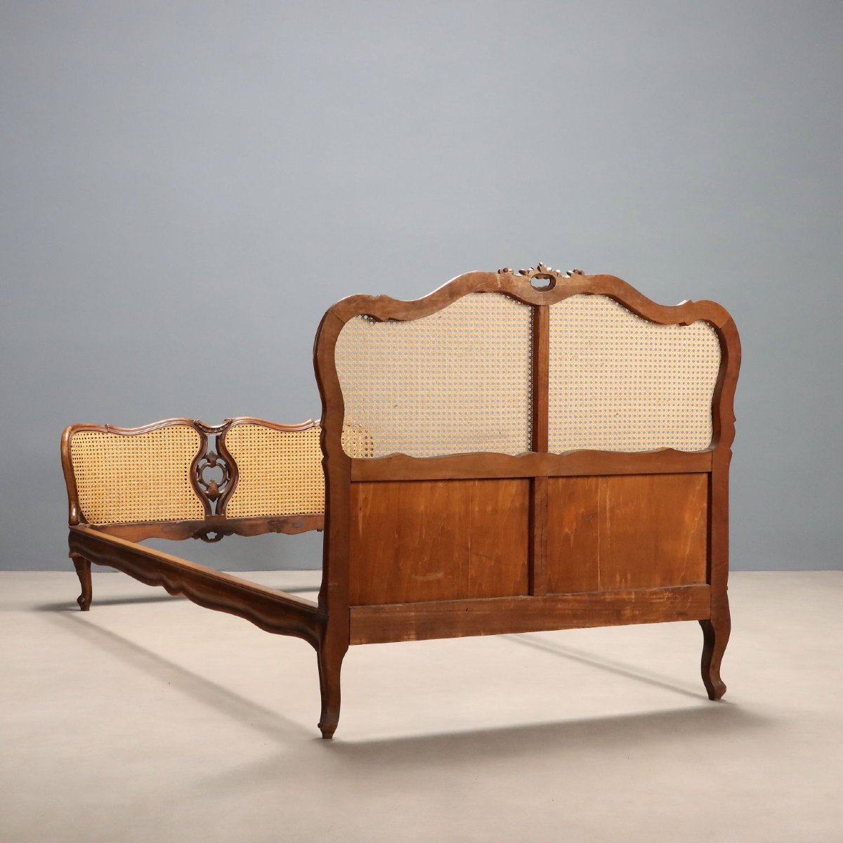 Letto Singolo in Stile Barocchetto in Noce Italia Inizio XX Secolo-photo-2