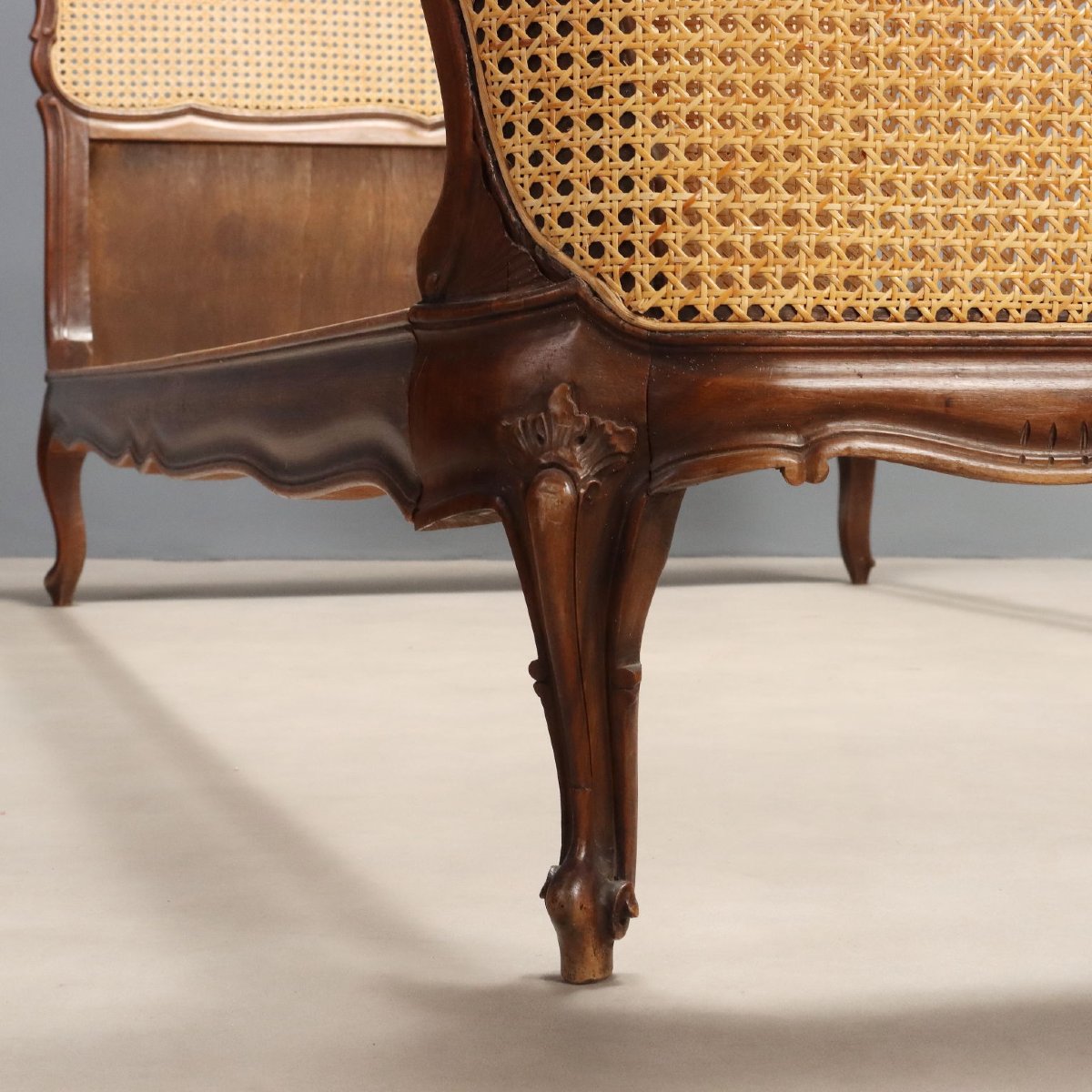 Letto Singolo in Stile Barocchetto in Noce Italia Inizio XX Secolo-photo-4