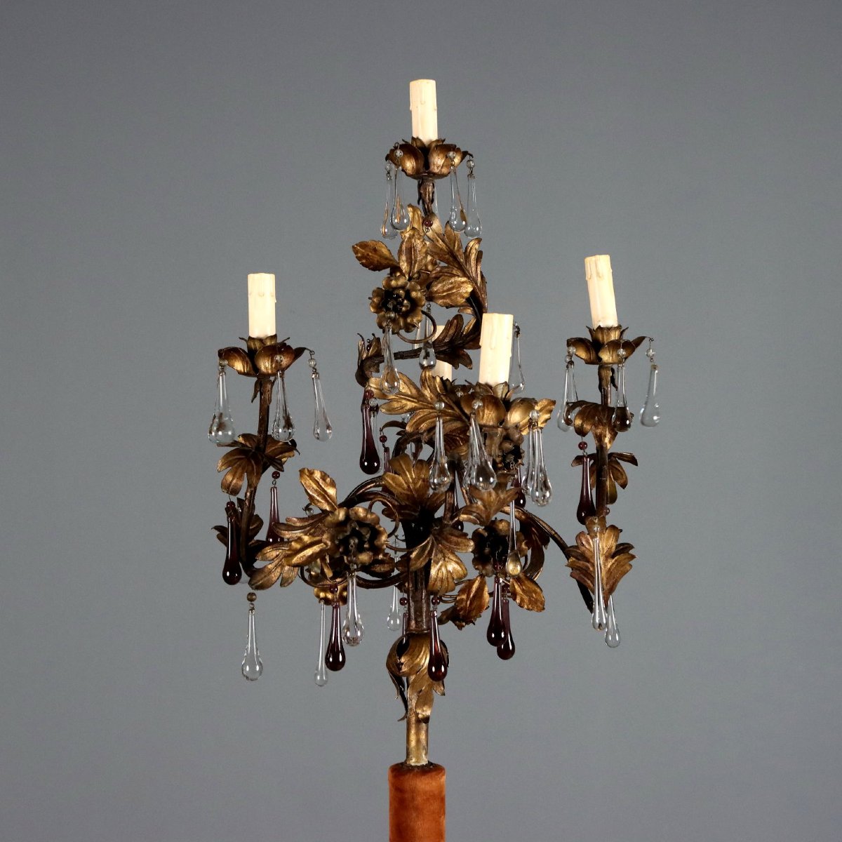 Lampada da Terra con Putto in Legno - Italia XIX Secolo-photo-2