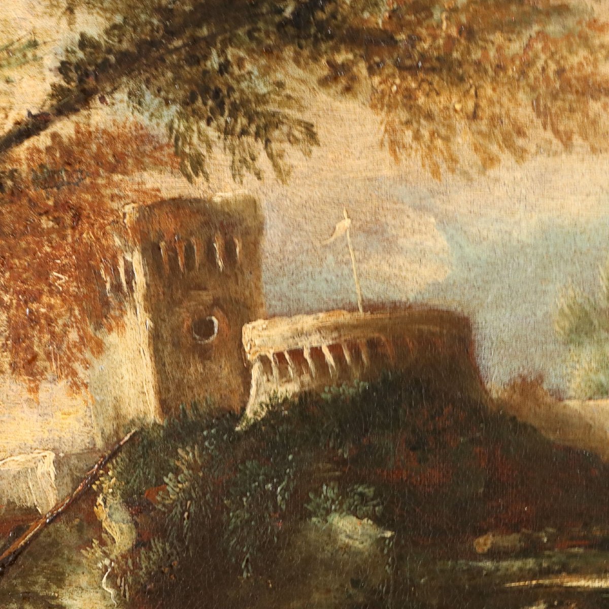 Dipinto attribuito a Antonio Francesco Peruzzini Paesaggio con Figure-photo-3