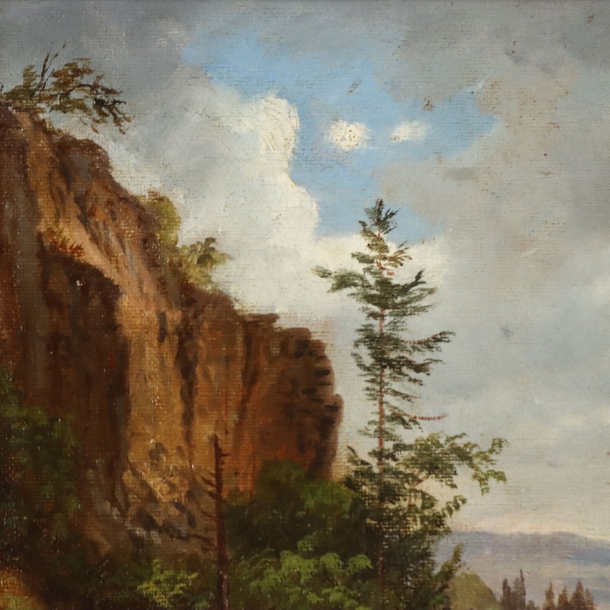 Dipinto Antico Ernst Gustav Doerell Paesaggio Montano XIX Secolo Originale-photo-4