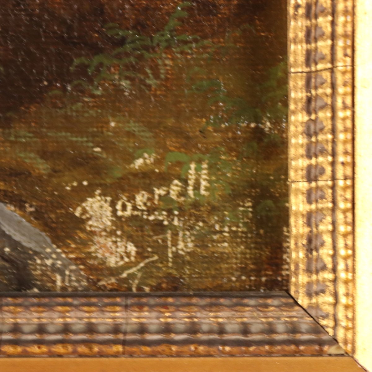 Dipinto Antico Ernst Gustav Doerell Paesaggio Montano XIX Secolo Originale-photo-2