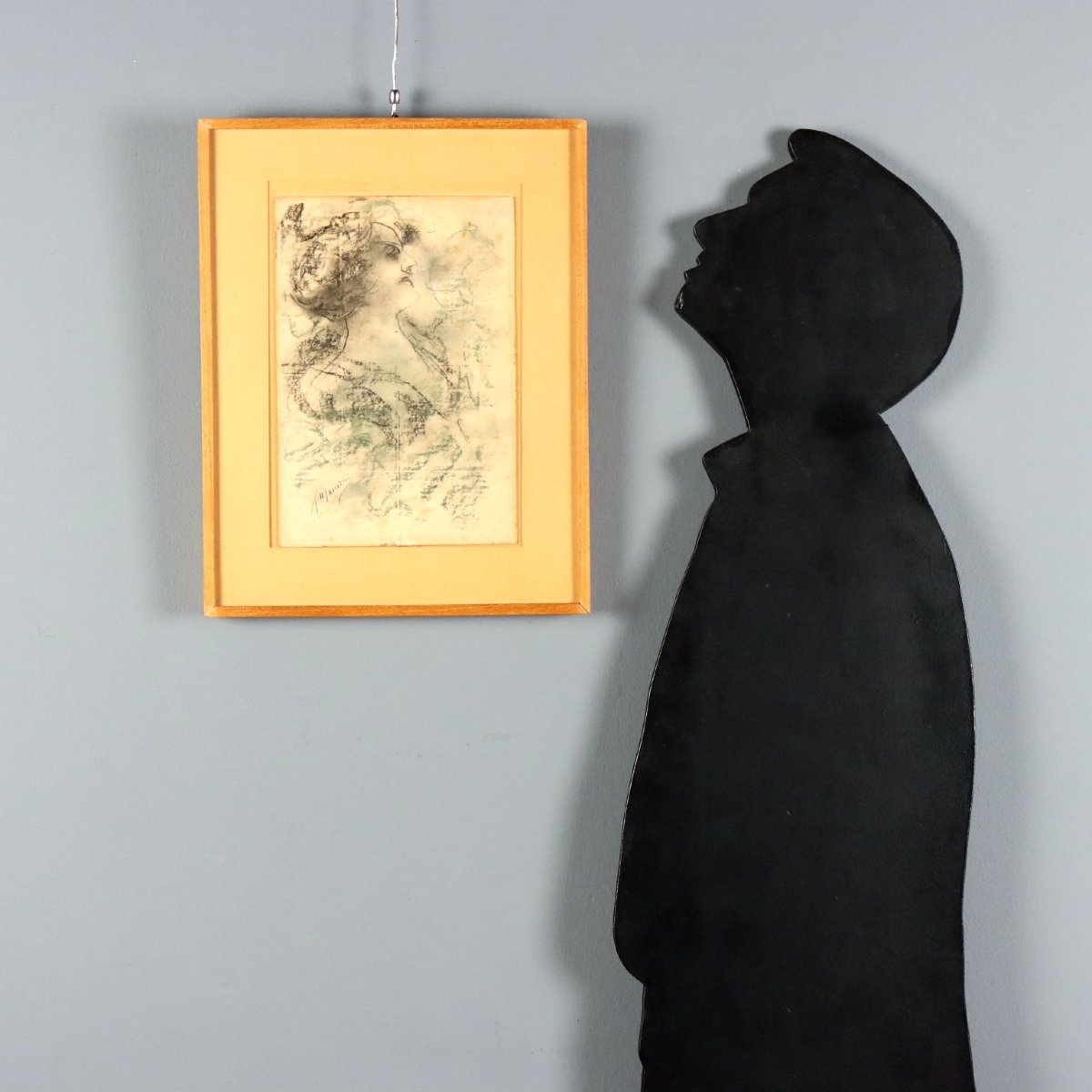 'Antonio Mancini' Volto Femminile Disegno Firmato Tecnica Mista XIX Secolo-photo-2