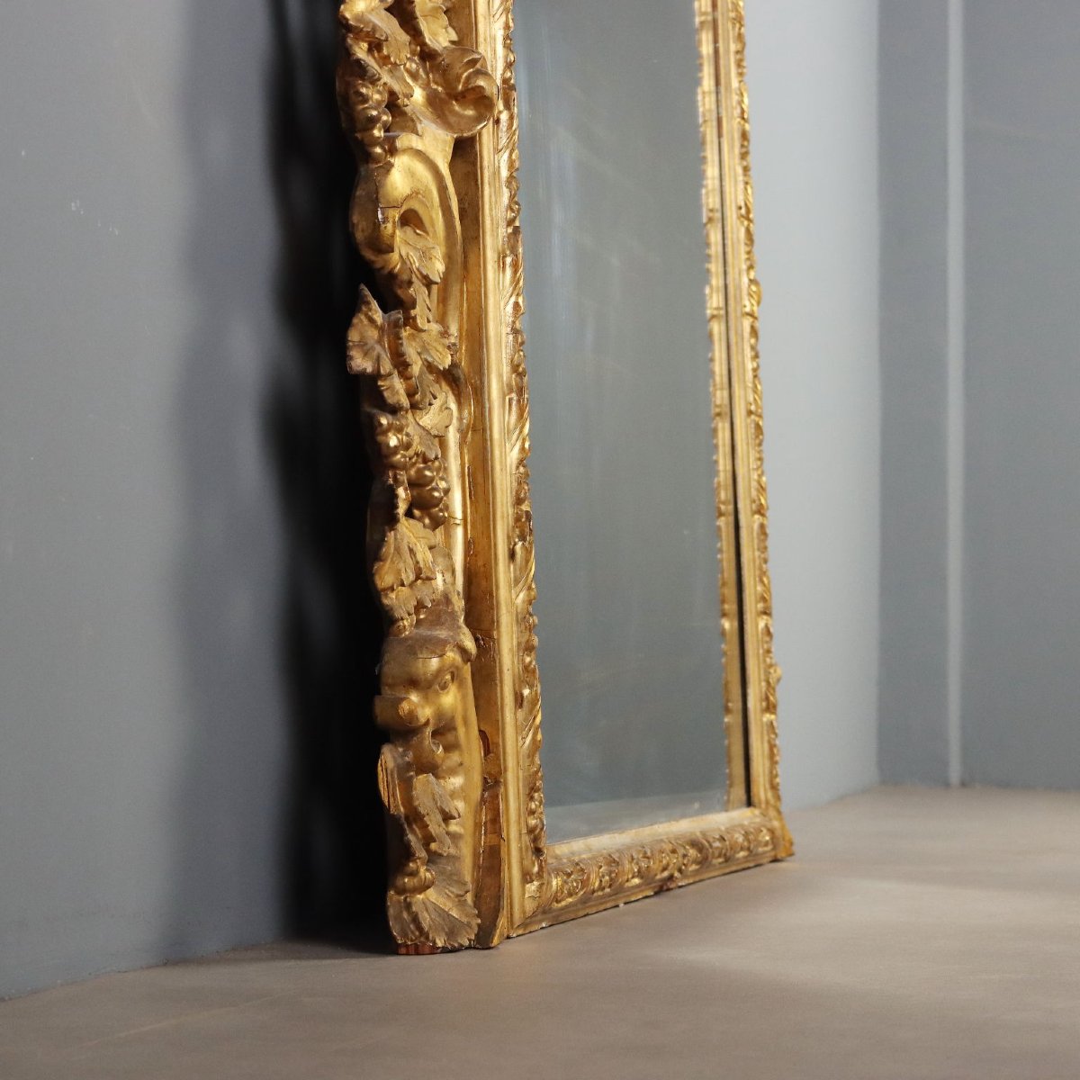 Antique Baroque Mirror Gilded Carved Wood Italy XIX Century Original-photo-8