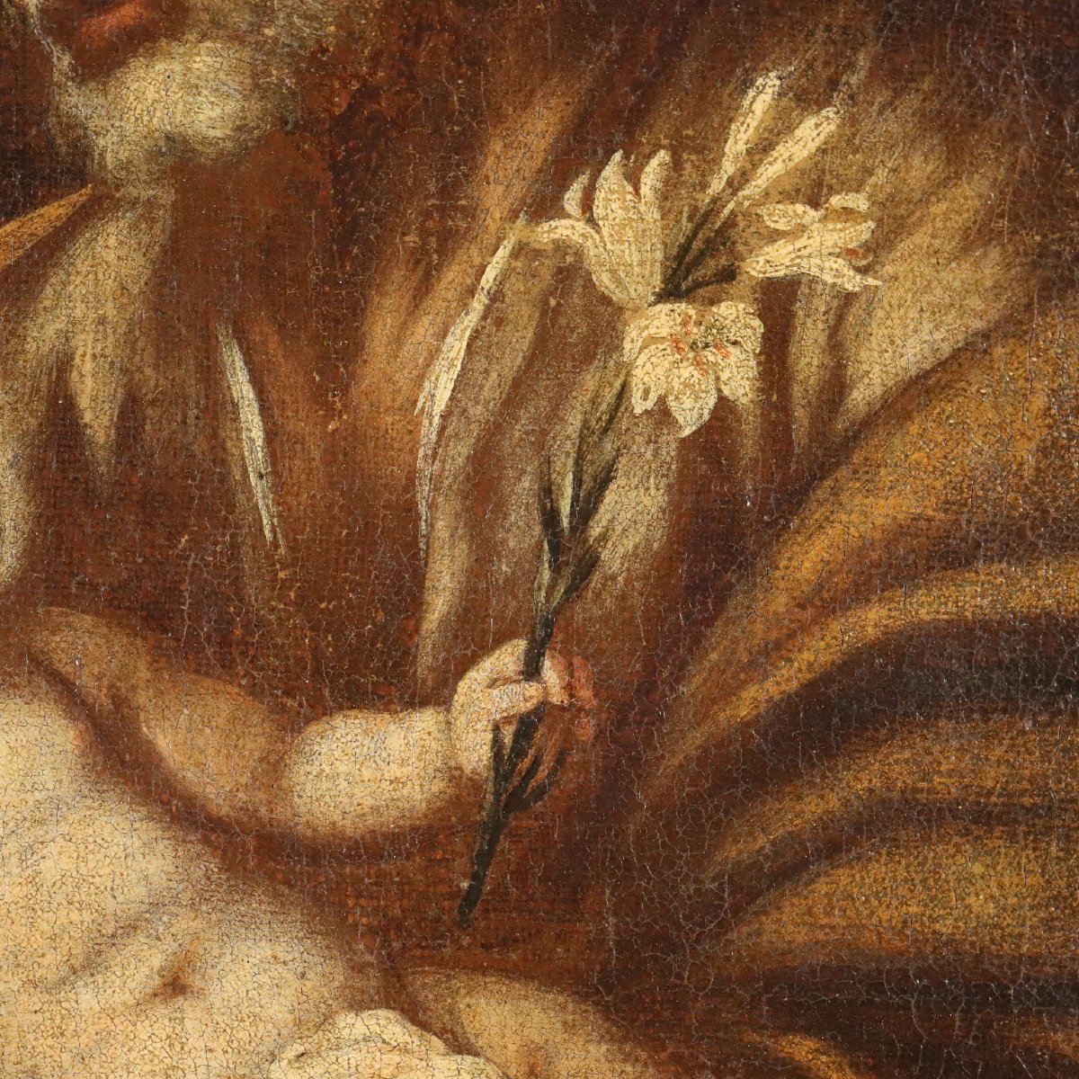 Dipinto Antico San Giuseppe con Bambin Gesù Olio su Tela Italia XVII Secolo-photo-2