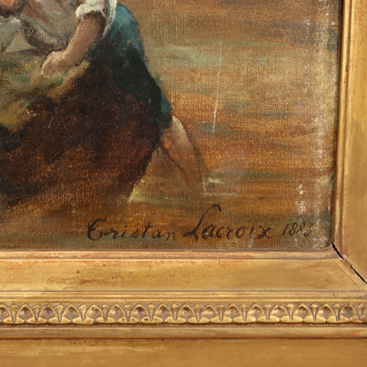 Paesaggio Boschivo di Tristan Lacroix Dipinto Antico Olio su Tela 1883 Originale-photo-5