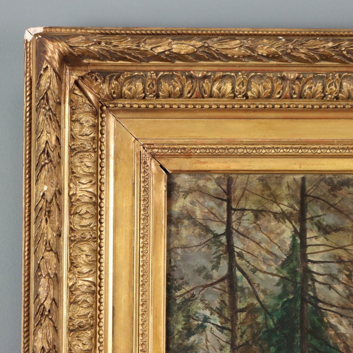 Paesaggio Boschivo di Tristan Lacroix Dipinto Antico Olio su Tela 1883 Originale-photo-6