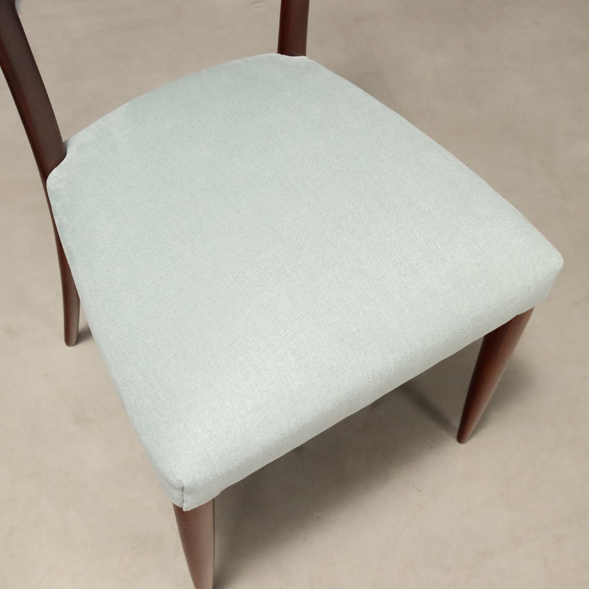 Sedie Vintage Mogano Tessuto Bianco Rinnovato Design Italia Anni 50 Originali-photo-3