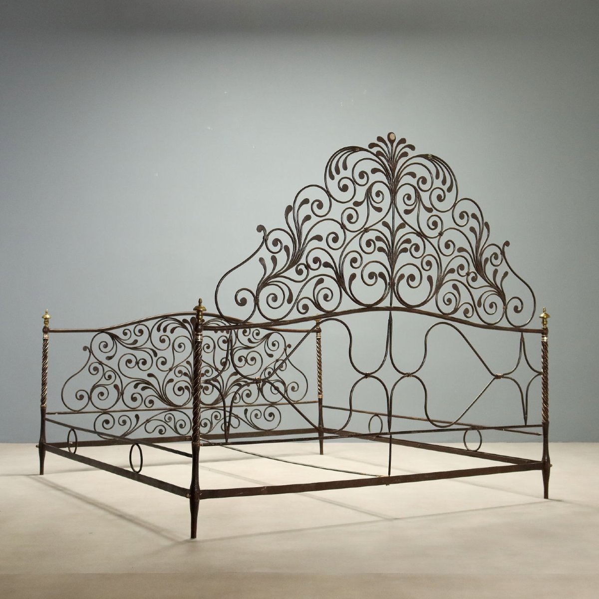 Letto Matrimoniale Antico Ferro Battuto Genova XVIII Secolo Originale-photo-8